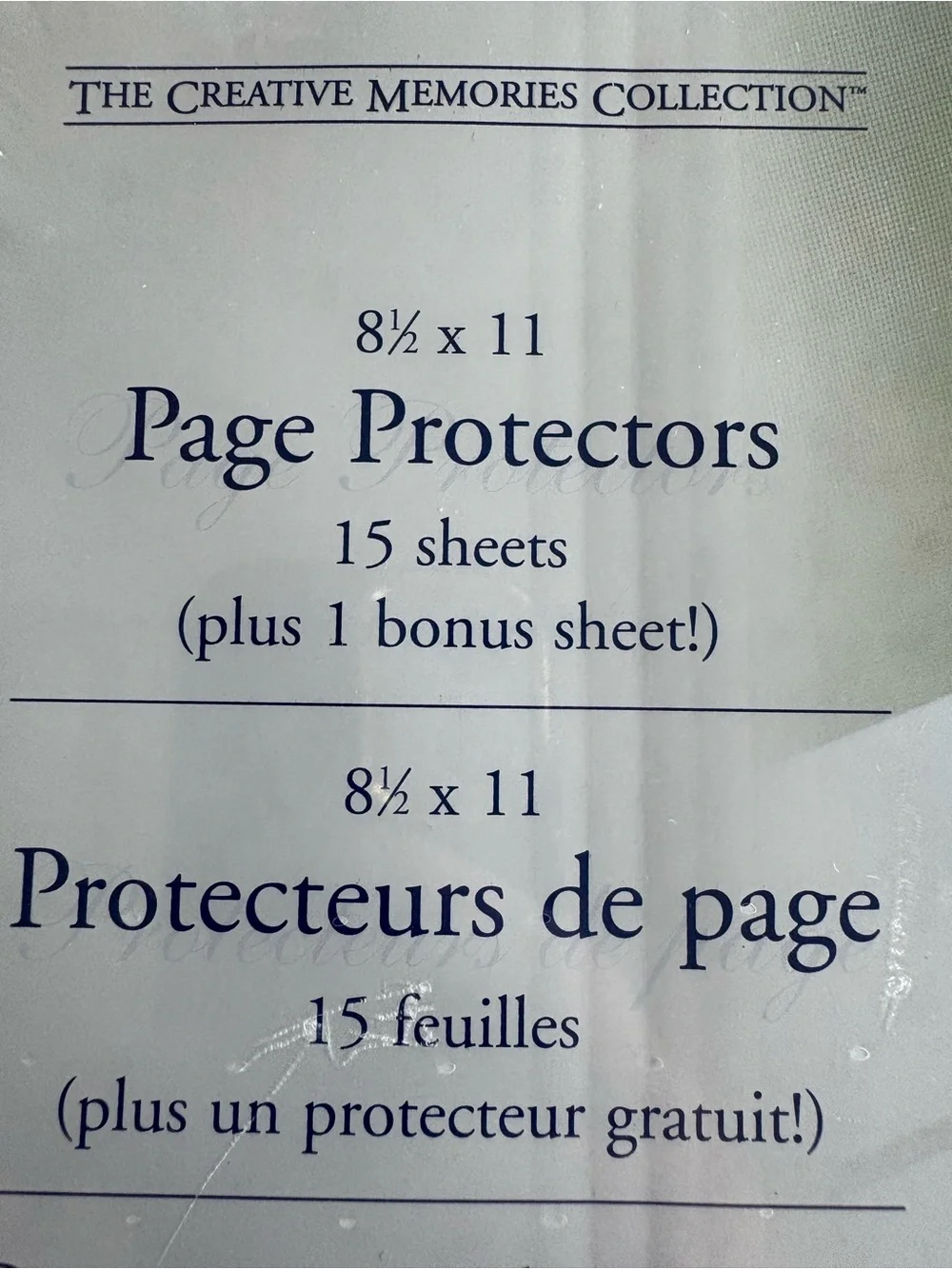 Creative Memories 8 1/2 x 11 Page Protectors 15 +1 Bonus Sheet 2004 New Sealed
